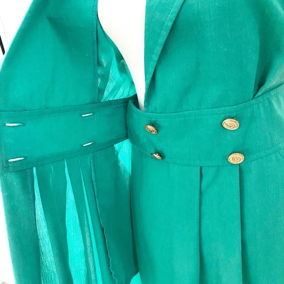 Vintage 80s Teal Dress By Orite Petite - Picture 4 of 6